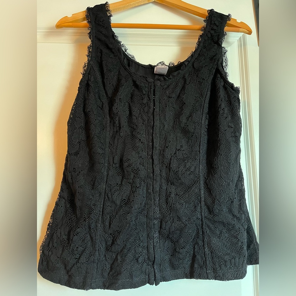 Black Lacy faux corset style top